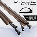 9.8ft Floor Cord Cover, Silicone Wire Hider, Hide Extension Cords, Protect Cords, Prevent Cable Trips, Heavy-Duty Adhesive-Backed Anti-Trip Cable Protector for Floor, Desk & Wall