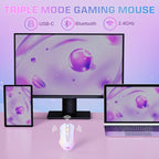 Redragon Wireless Gaming Mouse, Tri-Mode 2.4G/USB-C/Bluetooth Mouse Gaming, 12000 DPI, RGB Backlit, Fully Programmable, Rechargeable Wireless Computer Mouse for Laptop PC Mac, White