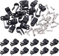 Swpeet 120 Pack Black 1/2 Inch Nylon Plastic R-Type Cable Clips Clamp Kit, Nylon Screw Mounting Cord Fastener Clips with 120 Pack Screws for Wire Management (1/2 Inch, Black)