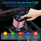 Retractable Car Charger,5 in 1 Fast Car Phone Charger 90W,Bluetooth 5.3 FM Transmitter Adapter,Handsfree Call,2 Retractable Cables and USB Cars Chargers for iPhone 15/14/13 (Pink)