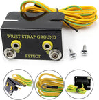 ESD Wrist Strap Grounding Kit with 5.74ft Terminal Cable & Anti-Static Socket Connector - Durable Anodized Aluminum - Static Protection for Electronics (2-Port(4Pack))