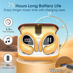 Wireless Earbuds 75hrs Bluetooth 5.4 Headphone Sport, 2025 Bluetooth Earbuds Stereo Deep Bass Over Ear Bud with Earhooks, ENC Noise Cancelling Mic, IPX7 Waterproof Earphone, Yellow