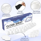 Cloud Wrist Rest for Keyboard and Mouse, Memory Foam PU Leather Keyboard Wrist Rest with Ergonomic Support, Non-Slip Base, Cute Arm Rest Pad & Palm Cushion, Office Desk Accessory, White