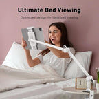 AboveTEK Tablet Stand Holder, Aluminum iPad Holder for Desk & Bed, Adjustable iPad Arm Clamp Mount with 360° Rotation, Overhead Compatible with 4.7"-13.5" iPads Pro/Air/Mini, iPhone, Galaxy Tab- White