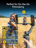 Gimbal Stabilizer for iPhone, 3-Axis iPhone Gimbal Built in 7.8' Extension Rod, Portable Gimbal Stabilizer w/OLED Display for iPhone/Android, Perfect for TikTok YouTube Vlogging-Smart X2 Black