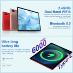 Android 14 Tablet 10 Inch Tablets, 20GB+128GB/1TB Expandable, Tablets with Octa-Core, WiFi 6, Dual Camera, BT 5.0, 6000mAh Battery, HD IPS Display, Widevine L1, Tablet with Keyboard Mouse - Red