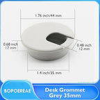 Desk Grommet 1-3/8" (35 mm), Desk Cord Hole Cover, Cable Grommet ABS Plastic, Desk Hole Grommet for Office and Home Table Cable, Detachable Cable Cord Organizer (Light Grey 2 Pcs)
