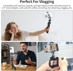 VRIG PH-18 Metal Phone Tripod Mount with Cold Shoe & 1/4"-20 Screw Holes, 360° Rotation Horizontal & Vertical Shooting, Adjustable Angle Smartphone Holder Tripod Adapter for iPhone, for Samsung