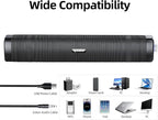USB Computer Speakers,Computer Speakers with 3.5 mm aux,Wired USB Powered & Colorful LED Lights with Switch Button,Surround Sound Portable SoundBar for Monitor Laptop Phone(Black)