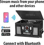 Victrola Aviator 8-in-1 Bluetooth Record Player & Multimedia Center with Built-in Stereo Speakers - 3-Speed Turntable, Vinyl to MP3 Recording, Wireless Music Streaming, Mahogany