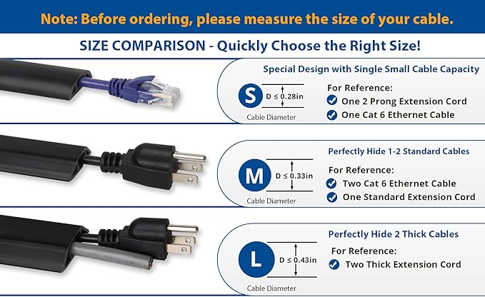 Floor Cord Cover 4ft, Cord Hider Floor White, Floor Cable Management Prevent Cable Trips, Floor Cable Cover Wire Covers for Electric Power Extension Cords, Cord Protector Cord Cavity W0.47 x H0.28