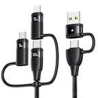 100W USB C Multi Charging Cable, USAMS 6.6FT 5-in-1 5A Fast Sync Charger Adapter Nylon Braided Type-C Cable for Laptop/Tablet/Phone and More