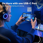 USB Type C to 3.5mm Headphone and Charger Adapter,2 in 1 USB C to Aux Audio Jack Hi-Res DAC with Charging for Earphones,Compatible with Samsung Galaxy S25/S24/S23/S22+ (USB-3.5MM, 1Pack)