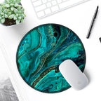 ITNRSIIET Round Mouse Pad with Stitched Edge Premium-Textured Waterproof Non-Slip Rubber Base Desktop Protection Mat Diameter 8.7 inches, Green Marble