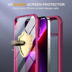 Miracase Glass Case for iPhone 13 Pro Max 6.7 inch, Upgrade Full-Body Clear Bumper Case with Built-in 9H Tempered Glass Screen Protector for iPhone 13 Pro Max, Claret Red