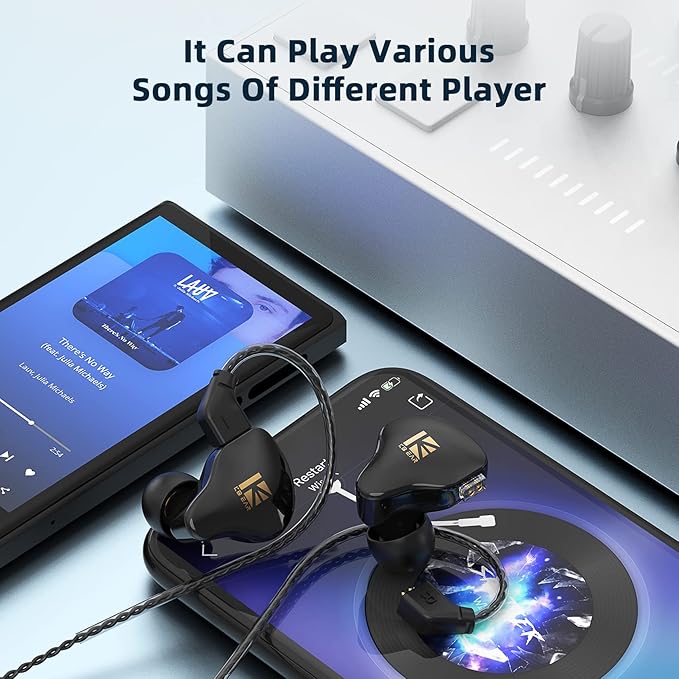YINYOO KBEAR KS1 Bass Earbuds, Wired Earbuds in Ear Monitor, Clear Sound Headphones, Vocals Forwards High Resolution Noise Canceling Earphones, Dual Magnectic Circuit Dynamic Tangle-Free Cable
