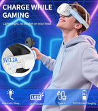 Battery Pack for Meta/Oculus Quest 3S/3/2,5000mAh Battery VR Charger, Extend 2-4 Hours Playtime, Lightweight Fast Charging VR Headset Safe Power Bank for Meta Quest 3S/3/2 Accessories