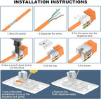 VCE UL Listed Cat6 RJ45 Keystone Jack Insert 25-Pack, 90 Degree Punch Down Keystone Jack Adapter Slim Profile Orange