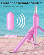 UBeesize 62'' Magnetic Selfie Stick Phone Tripod with Wireless Remote, Extendable Cell Phone Stand, Compatible with MagSafe, Cellphone Stand for iPhone 15 14 13 12 and Android Phones Pink