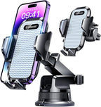 [Pro Version] VANMASS Universal Car Phone Mount [Super Suction Cup] Dashboard Phone Holder, Handsfree Windshield Dash Vent Phone Holder Car, Compatible for iPhone 16 15 14 13 Samsung LG & Truck,Silver