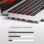 Satechi 7 in 1 USB C Hub Multiport Adapter Pro Slim, USB C Dongle, 100W Charging, 4K HDMI, USB 4, USB 3.2 Gen 2, SD/Micro Card Reader for Mac, MacBook Air/Pro M4/M3/M2/M1 - Silver
