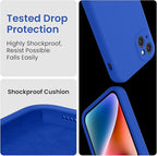 FireNova Designed for iPhone 13 Case, Silicone Upgraded [Camera Protection] Phone Case with [2 Screen Protectors], Soft Anti-Scratch Microfiber Lining Inside, 6.1 inch, Klein Blue