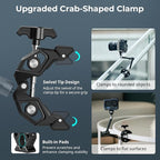 SMALLRIG Magic Arm Crab Claw Clamp, with Anti-Deflection Retractable Pin, 1.5kg Load Capacity for GoPro/for Insta360 / for DJI Action/for DSLR/for Light/for Monitor/for Phone- 5312