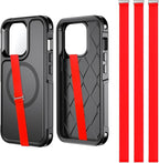 Silicone Phone Strap Holder for Hand, 3pcs Grips for Case with Clip of Phone Finger Grip Strap as Loop Holder for iPhone 15/15 Pro, Android(230, 3 Red)