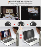 Webcam Cover, 0.03in Ultra Thin Slide Web Camera Covers for Laptop Computer Smartphone Mac iMac MacBook, Sliding Blocker Cover Protect Your Privacy Security (9*Black)