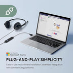 Yealink UH34 USB Headset with Noise Cancelling Mic, Work Headset for PC, Teams Certified Headphones for VoIP Phone Softphone, in Line Control