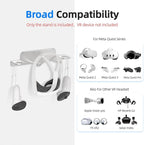 VR Wall Mount Aluminum Alloy,VR Headset Wall Mount Storage Stand Hook Compatible with Meta Quest 3/Quest Pro/Quest 2,Quest 3 Stand with 2 Storage Way,Desk Space Saving(Silver)