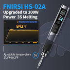 FNIRSI HS-02A 100W Portable Corded Soldering Iron Kit, 3S Fast Heating, 212-842℉, Pre-set 3 Groups Temperature, 6 F245 Soldering Tips, Smart Digital Soldering Iron Pen Tool for Electronics Repair