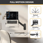 CondoMounts Laptop Wall Mount | Spring-Assisted Arm for 17"–32" Screens, Free-Tilting VESA Laptop Holder, Space-Saving Design, Heavy-Duty Build, Matte Black Finish, Easy DIY Installation