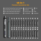 3.7V Electric Screwdriver Kit, 48-in-1 Dual-Head Precision Screwdriver Set with Manual and 170 RPM Electric Screwdriver, USB Rechargeable, Ideal for Precision Electronics Repair