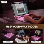 Transparent Case with Keyboard for iPad 11th Gen 11 Inch.(A16, 2025) & 2022 iPad 10th Gen 10.9 Inch,7-Color Backlit,Wireless Keyboard, 360°Rotating,with trackpad,Pencil Holder,with Shortcuts,pink