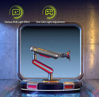 RGB Gaming Monitor-arm for Flat/Ultrawide/Curved Monitors 32 to 60 inch, Heavy Duty Stand Load up to 20 kg, VESA 75/100 mm Monitor-Mount L60