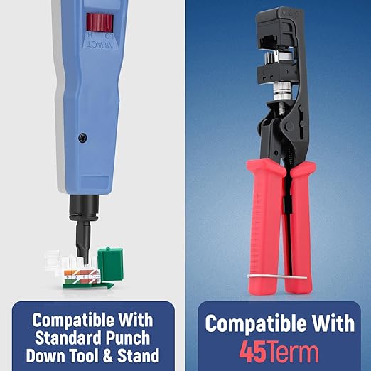 Everest 45° Angled RJ45 Cat6A Keystone Jacks 50-Pack in Green - Slim Profile Female RJ45 Connectors - Cat 6A Keystone Jack - Compatible with 45° Angled Speed Termination Tool - 45Term (B0BL3GS7ZY)