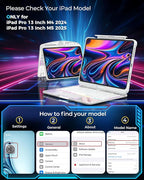 SIBEITU Keyboard Case for iPad Pro 13 Inch M5 2025 / M4 2024, Clear Wireless Keyboard iPad Pro 13inch Cover with Multi-Touch Trackpad, 7-Color Backlight & 3-Brightness, Visible PCB Tech Design, White