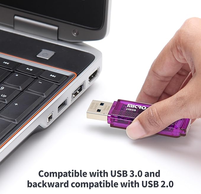INLAND Micro Center SuperSpeed 256GB USB 3.0/USB3.1 Gen1 Flash Drive Gum Size Memory Stick Thumb Drive Data Storage Jump Drive (256G)
