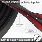 Edge Trim, 3/32" Rubber Edge Trim, Flexible Self Adhesive U Channel Edge Protector for Sharp Edge, Sheet Metal and Car Doors, Peel and Stick Auto Door Guard, Black Color, 20Ft