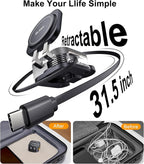 Retractable 3 in 1 Charging Station for Apple, 15W Fast for Magsafe Foldable Magnetic Wireless Charging Stand with Retractable Cable, for Travel, for iPhone 16/15/14/13, Apple Watch, AirPods