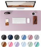 YSAGi Leather Desk Pad Protector, Office Desk Mat, Large Mouse Pad, Non-Slip PU Leather Desk Blotter, Laptop Desk Pad, Waterproof Desk Writing Pad for Office and Home (Grayish Lavender, 23.6" x 13.8")
