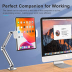 OATSBASF Phone and Tablet Holder Bed Gooseneck Mount, Aluminum Long Arm Foldable Lazy Stand, Universal 360 Degree Rotatable for iPhone, iPad, Tablet-Silver