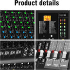 Audio Mixer Bluetooth G-MARK Professional Mixer Usb Interface Sound Board Console System 16 Channel Digital MP3 Computer Input 48V Phantom Power Stereo DJ 24-Bit SPX Effects Mixing Console
