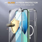 Miracase Glass Series Designed for iPhone 13 Case 6.1 inch, 2023 Upgrade Full-Body Magnetic Clear Case with Built-in 9H Tempered Glass Screen Protector,Compatible with MagSafe,Clear