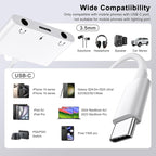 USB C to 3.5mm Audio Adapter, 3 in 1 Aux to USB C Headphone Splitter Dual 3.5mm Audio Jack and PD 60W Fast Charging, Compatible for iPhone 15 16,Galaxy S22 S21/Note 20,Pixel 4 3 XL,Huawei,etc