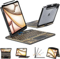 KARTICE Transparent 360 for iPad Keyboard case with Wireless Keyboard for iPad 7/8/9th 10.2 inch, Multi-Touch Trackpad, 7 Color Backlight, 360° Rotating Stand with Pencil Holder