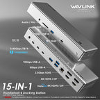 Thunderbolt 4 Dock, WAVLINK Docking Station with Quad 4K@60Hz Monitors, Four Thunderbolt 4 Ports, 98W PD, 2.5G RJ45 Ethernet, SD V4.0, 10Gbps USB3.1, for MacBook Pro/Air etc