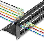 Patch Panel 48 Port Cat6 with Coupler Keystone, Cat6 Network Patch Panel 10G No Punch Down, Time-Saver Ethernet 2U Rj45 Panel with Sturdy Back Bar, 19 Inch Coupler Network Panel