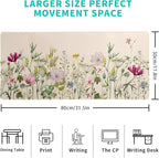 Flower Gaming Mouse Pad Large Mouse Pad for Keyboard and Mousepad Desk Mat with 3mm Non-Slip Base and Stitched Edge for Gaming and Office Computer Mat Protector Mat 31.5x11.8 Inch